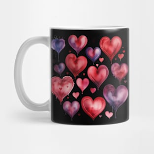 Red-Purple Watercolor Hearts Ensemble: Love's Valentine Mug